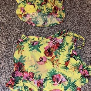 Free People Yellow Floral Skirt Set